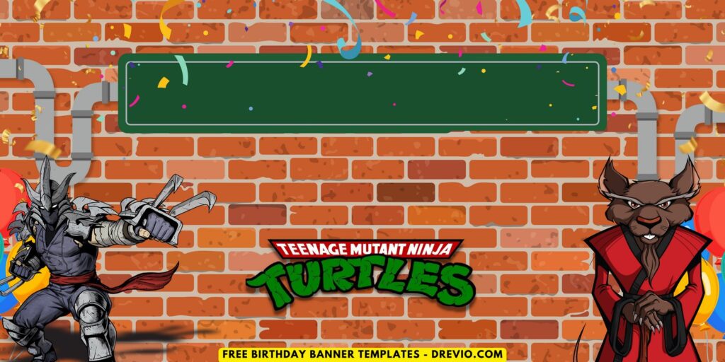 (Free Canva Template) Epic Ninja Turtle Birthday Backdrop Templates A