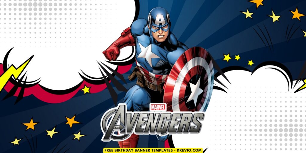 (Free Canva Template) Super Epic Avengers Birthday Banner Templates A