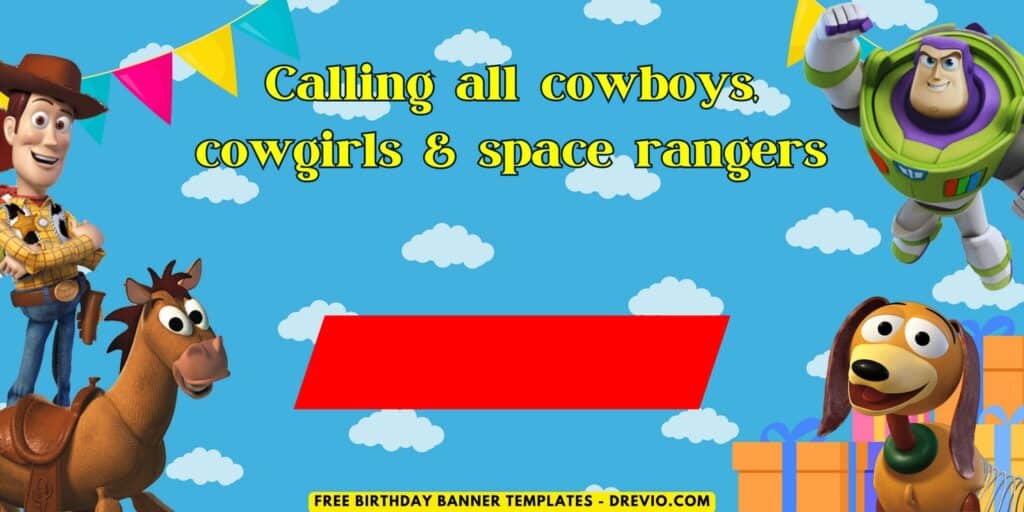 (Free Canva Template) Easy & Fun Toy Story Birthday Backdrop Templates C