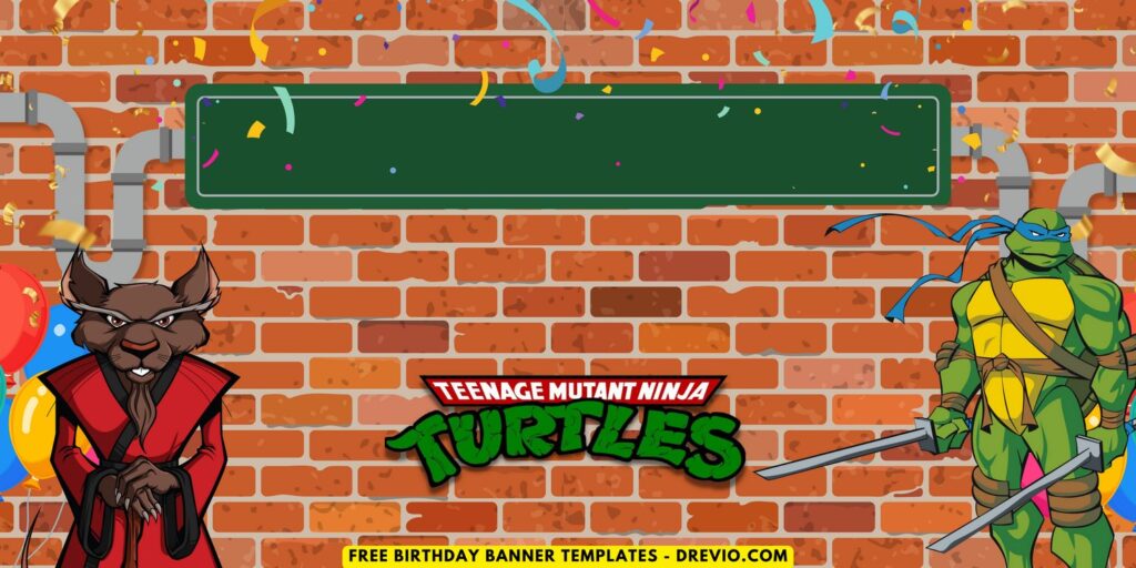 (Free Canva Template) Epic Ninja Turtle Birthday Backdrop Templates B