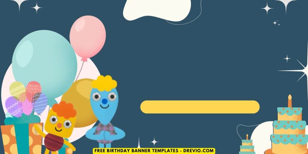 (Free Canva Template) Adorable Noodle And Pals Birthday Backdrop Templates B