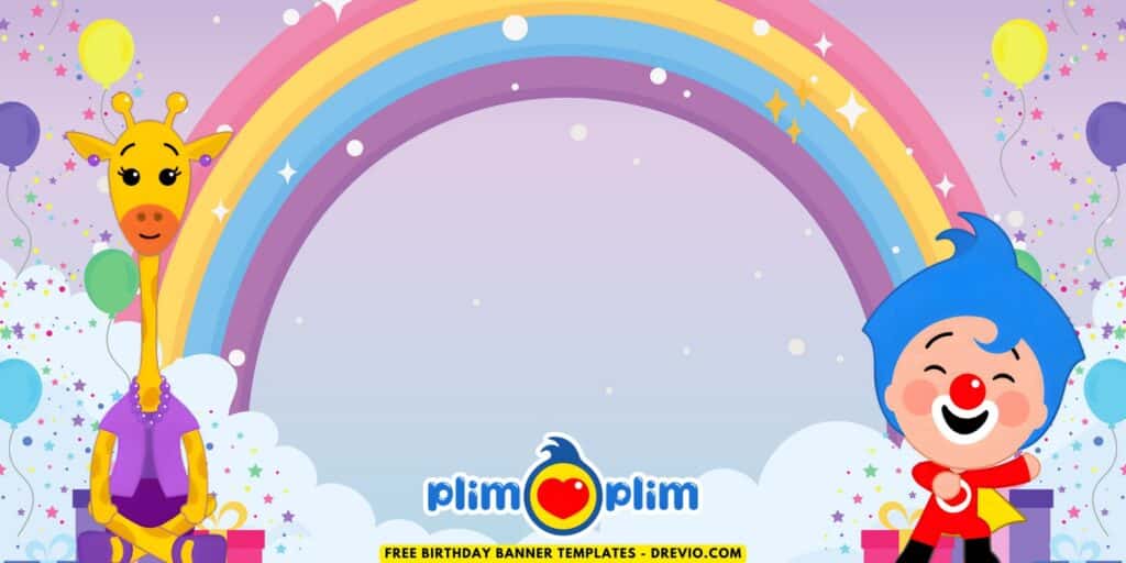 (Free Canva Template) Rainbow Fiesta Plim Plim Birthday Banner Templates C