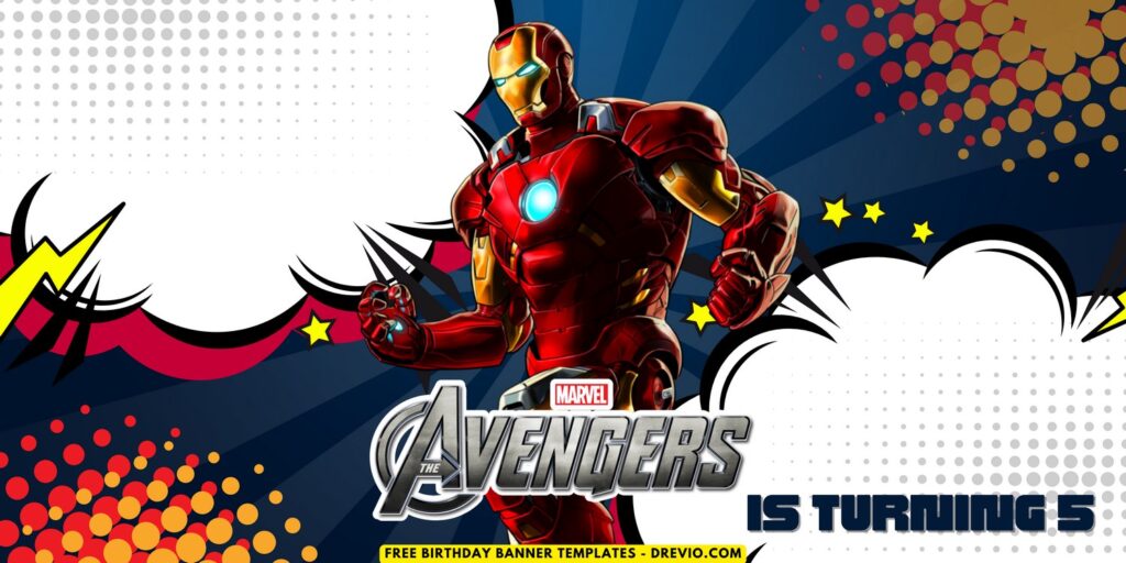 (Free Canva Template) Super Epic Avengers Birthday Banner Templates B