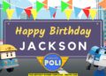 (Free Canva Template) Awesome Robocar Poli Birthday Backdrop Templates