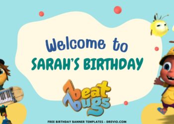 (Free Canva Template) Lovely Beat Bugs Birthday Banner Templates