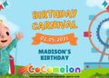 (Free Canva Template) Cocomelon Carnival Birthday Backdrop Templates