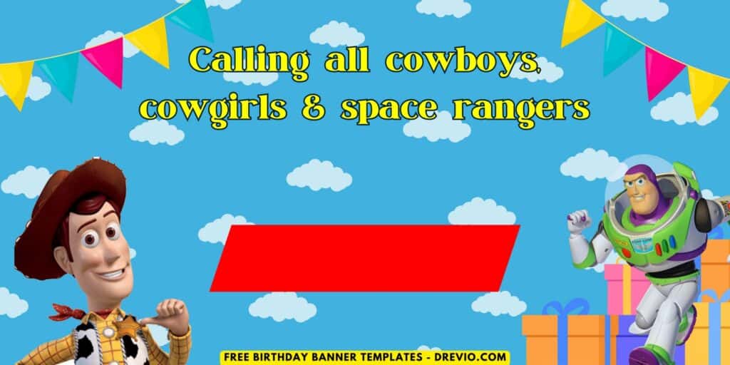 (Free Canva Template) Easy & Fun Toy Story Birthday Backdrop Templates D