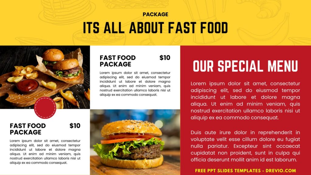 Invitation Template of (Free Canva Template) Vibrant Fast Food PPT Slides Templates 5