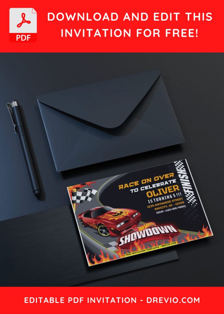 Invitation Template of (Free PDF Invitation) Blazing Hot Wheels Race Track Birthday Invitation 10