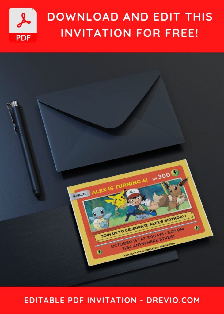 Invitation Template of (Free PDF Invitation) Pokemon Card Theme Birthday Invitation 10