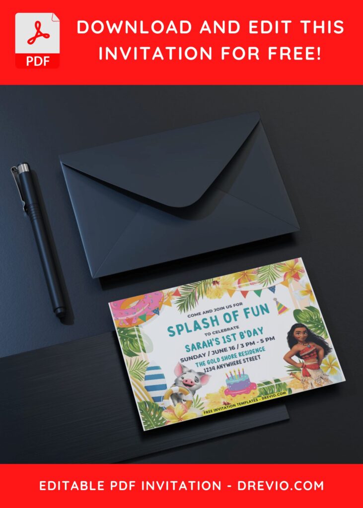 Kids Invitation With Disney Moana theme