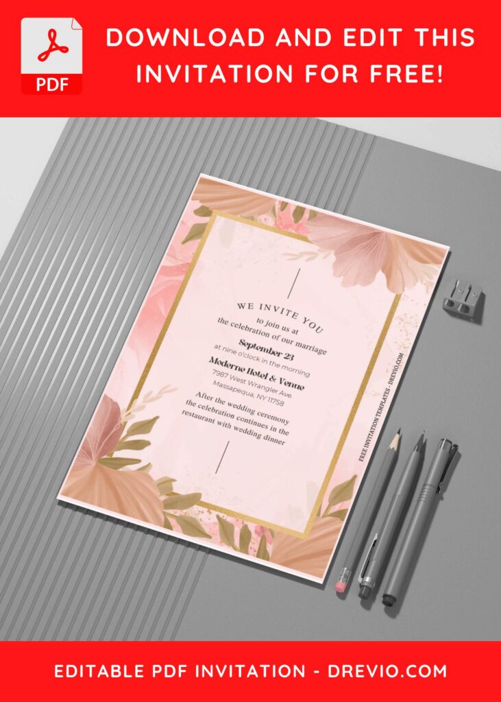 Ombre Beige and Blush Background Invitation