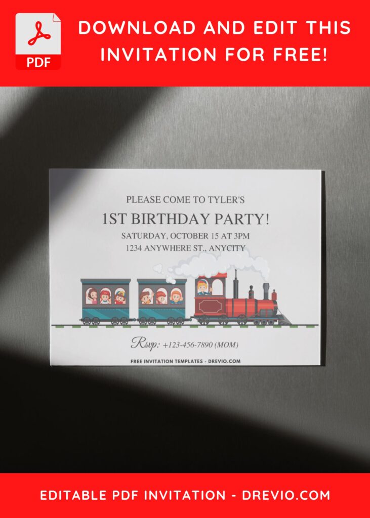 Train Kids Birthday Invitation