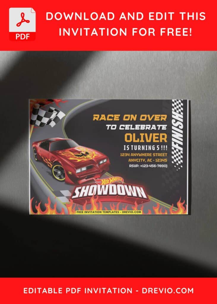 Hot Wheels Race Birthday Invitation