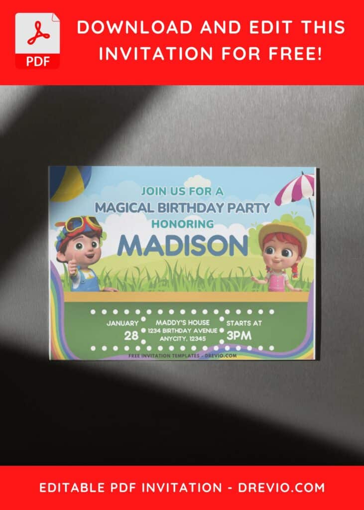 JJ and Yoyo Cocomelon Picnic Birthday Invitation