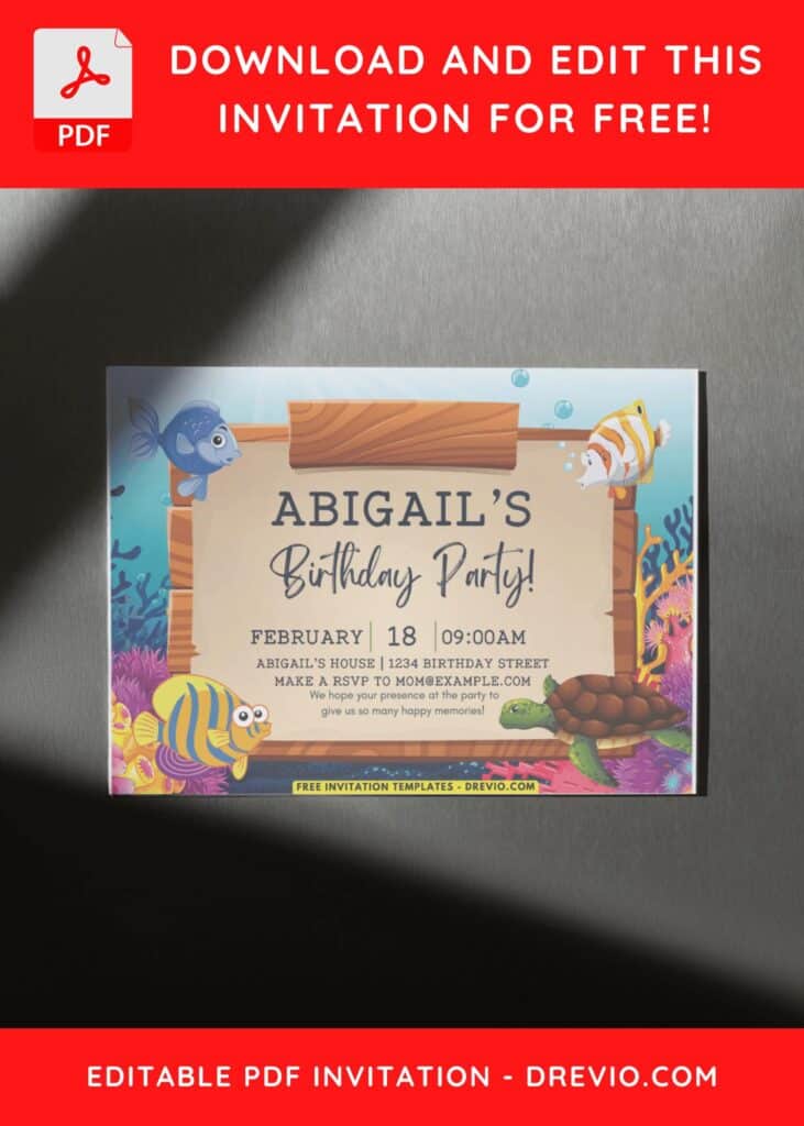 Sea and Turtle Birthday Invitation