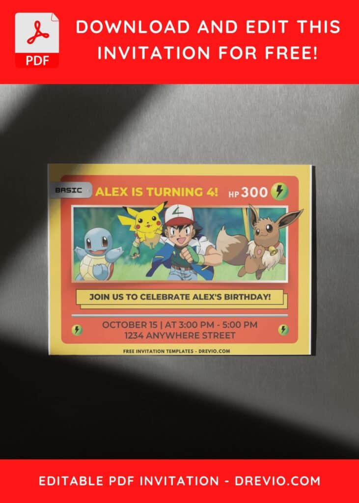 Invitation Template of (Free PDF Invitation) Pokemon Card Theme Birthday Invitation 9