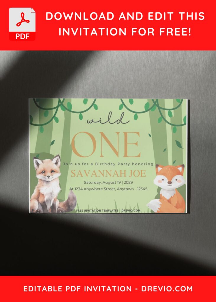 Watercolor Fox Invitation