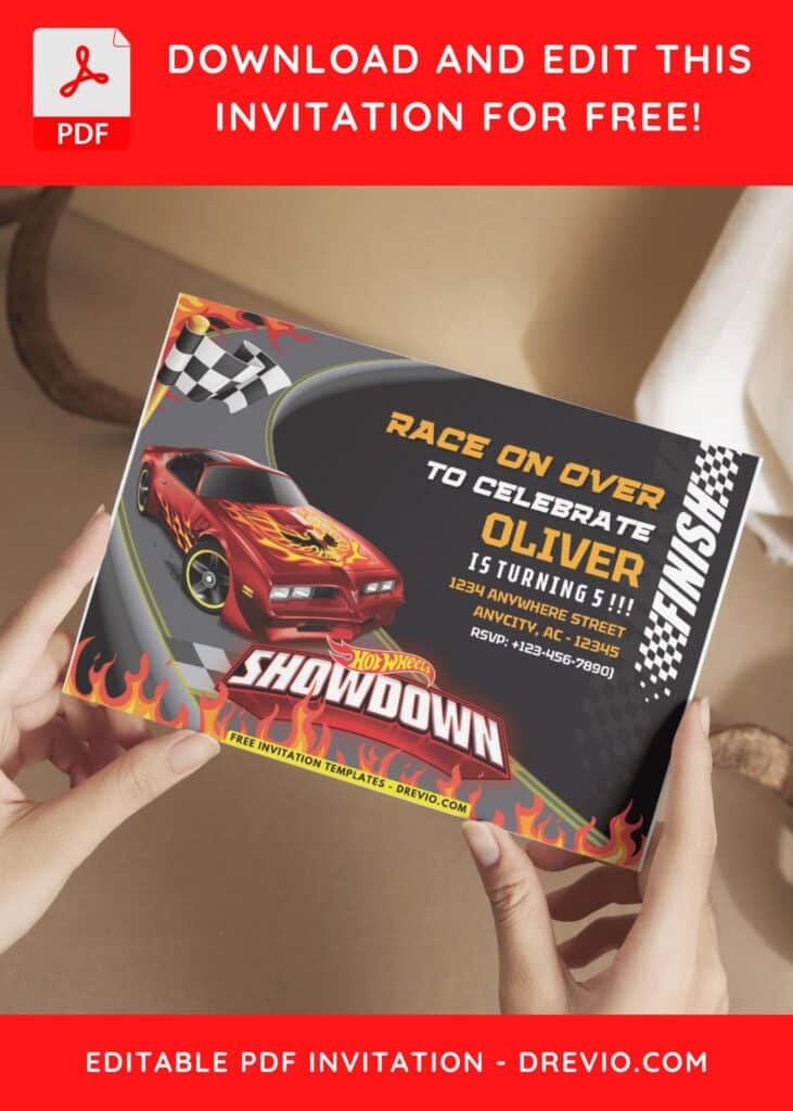 Invitation Template of (Free PDF Invitation) Blazing Hot Wheels Race Track Birthday Invitation 8