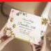 Chic Boho Floral Greenery 50th Birthday Invitation with gold balloons