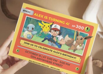 (Free PDF Invitation) Pokemon Card Theme Birthday Invitation