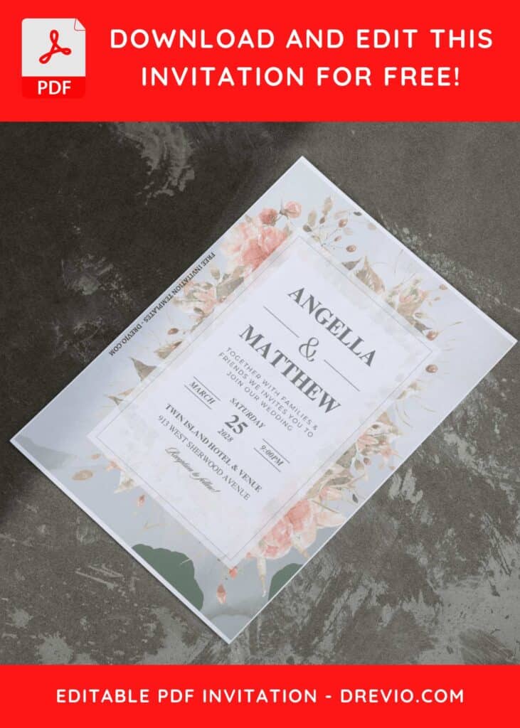 Gorgeous Wedding Invitation with editable text