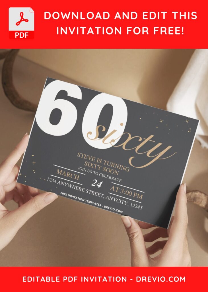 Elegant 60th Birthday Invitation