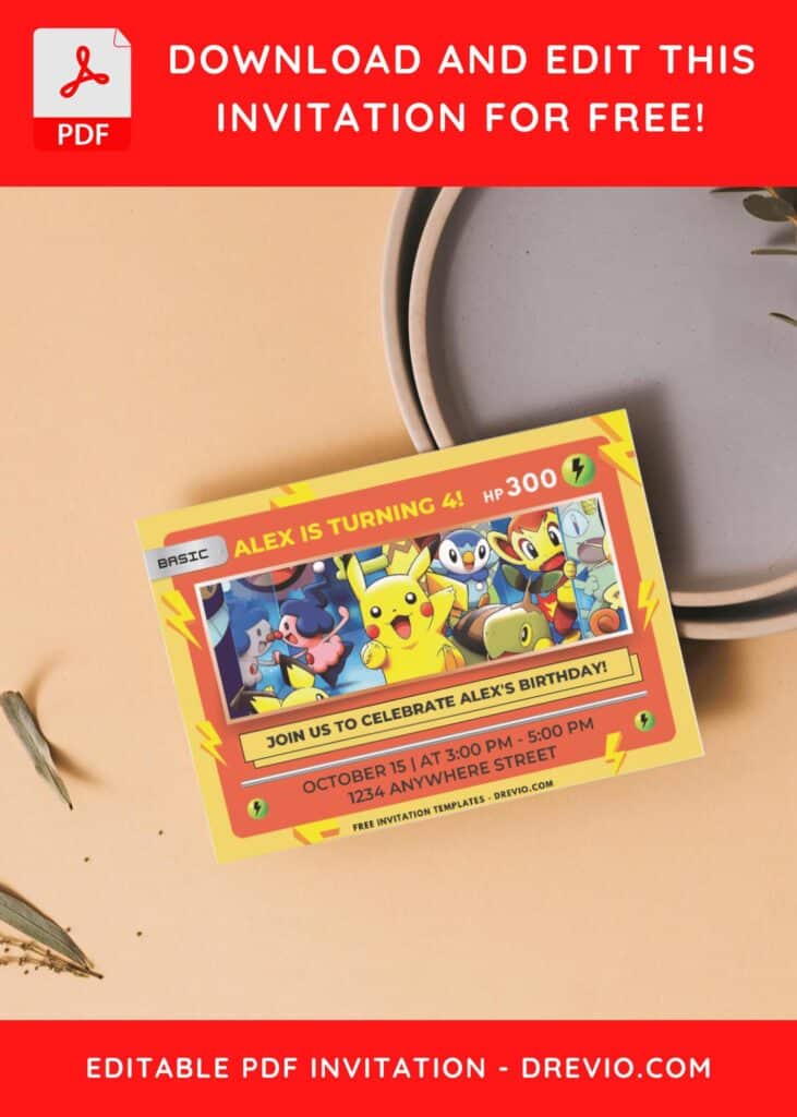 Invitation Template of (Free PDF Invitation) Pokemon Card Birthday Invitation 7