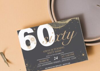 (Free PDF Invitation) Sparkling Glitter 60 Diamond Jubilee Birthday Invitation
