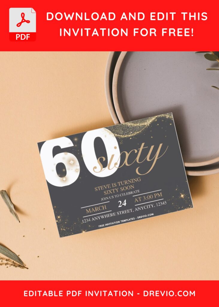 Modern 60th Birthday Invitation