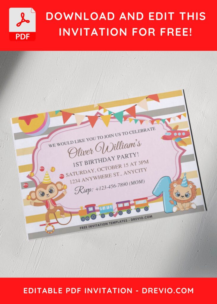 Invitation Template of (Free PDF Invitation) Jungle Animal Birthday Invitation 6