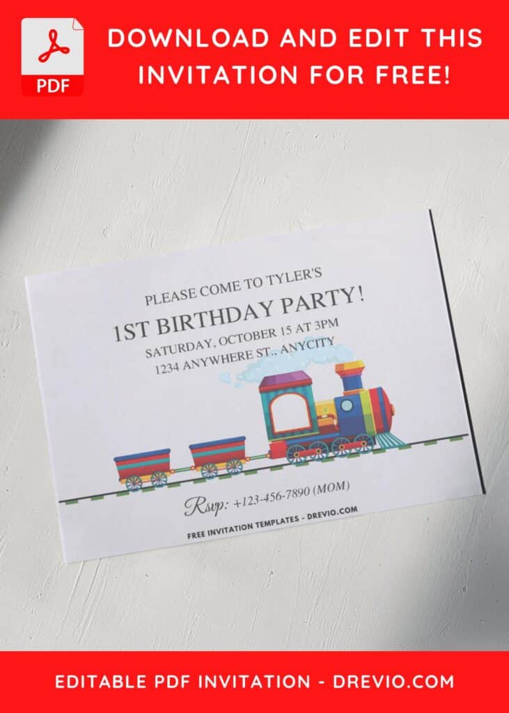 Steam Train Birthday Invitation