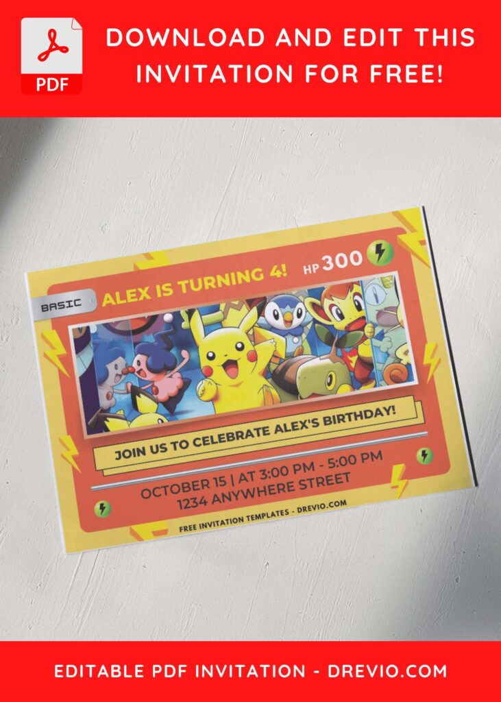 Invitation Template of (Free PDF Invitation) Pokemon Card Birthday Invitation 6