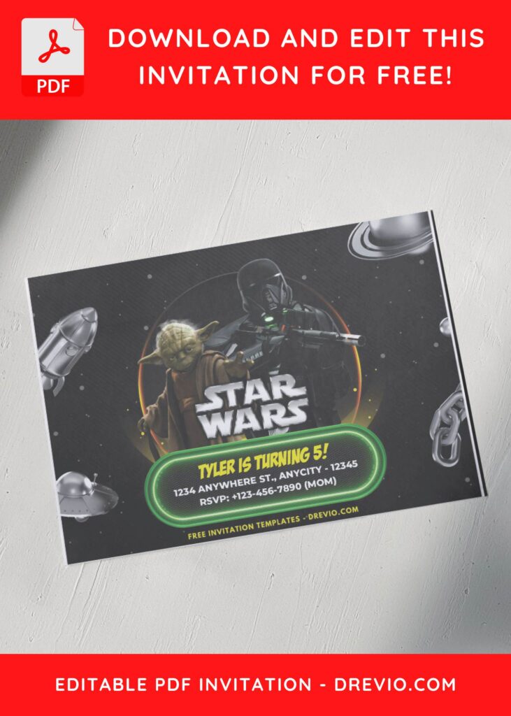 Kids Invitation With Star Wars Theme