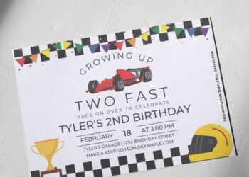 2nd Birthday Invitation With Race theme