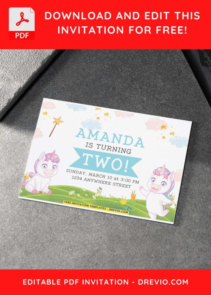 Happy Unicorn Birthday Invitation