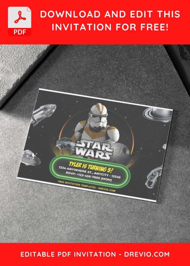 Star Wars Space Birthday Invitation