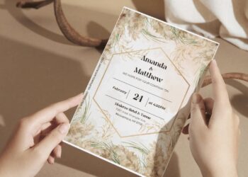 (Free PDF Invitation) Rustic Pampas Theme Wedding Invitation