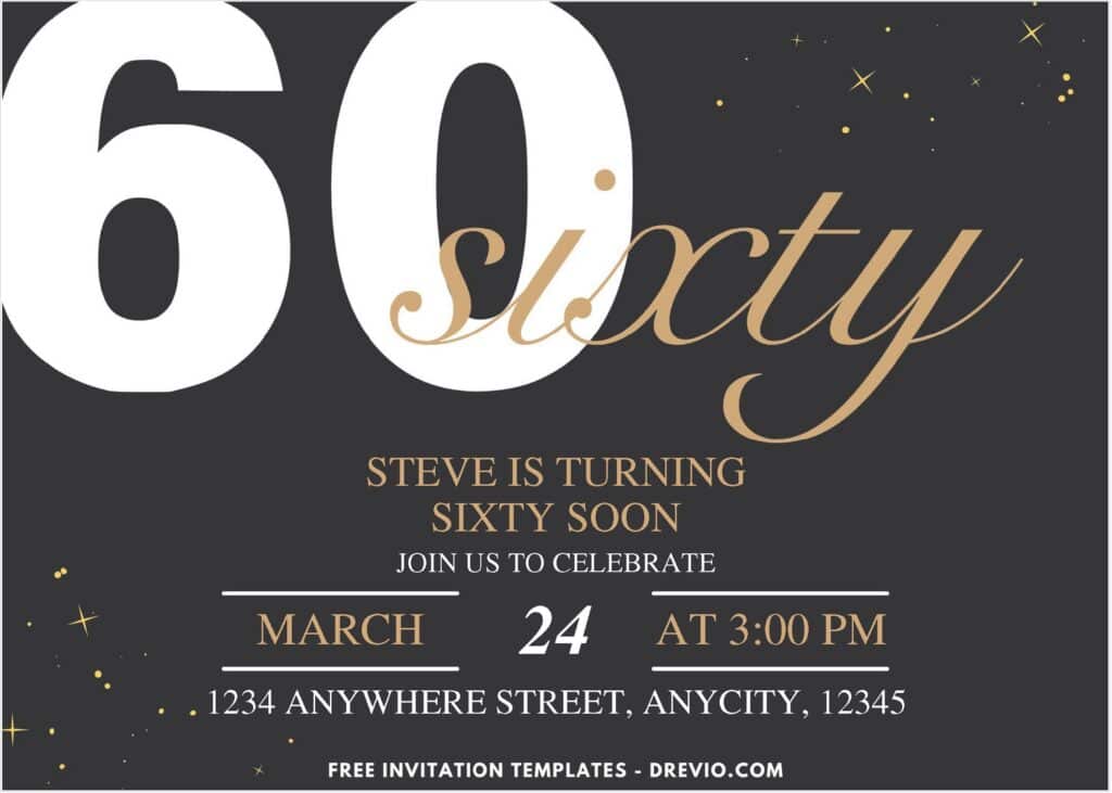 Turning 60th Birthday Invitation