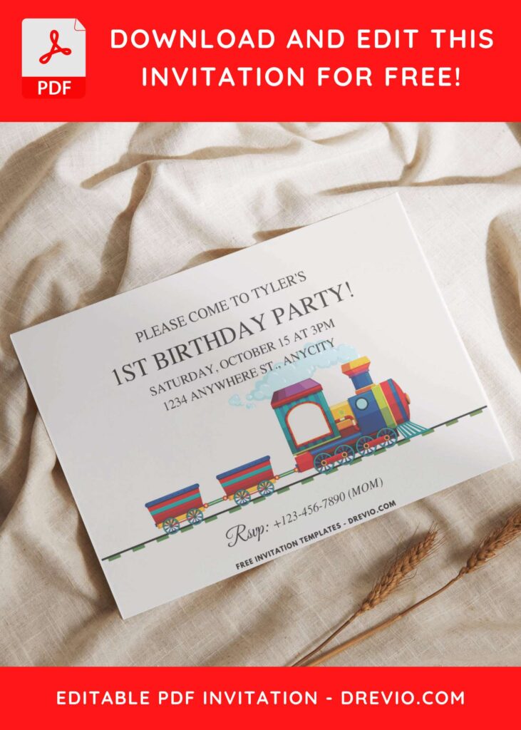 Kids Invitation With Train theme