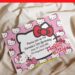 (Free PDF Invitation) Girly Pink Hello Kitty Birthday Invitation with Hello Kitty in pink dress