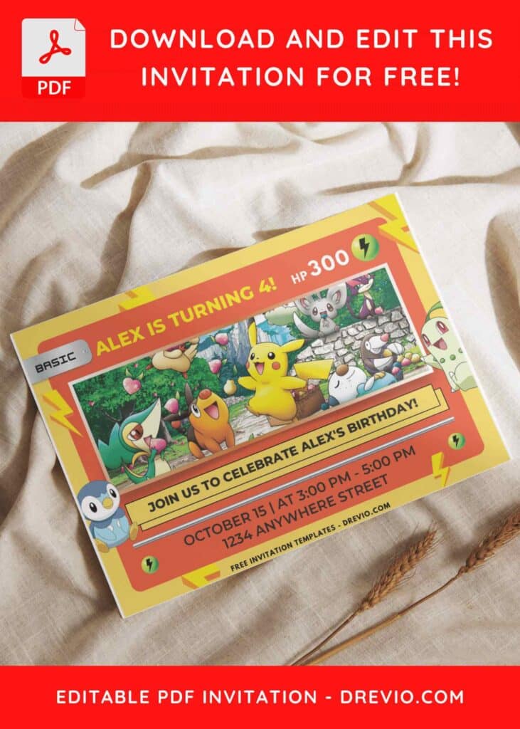 Invitation Template of (Free PDF Invitation) Pokemon Card Theme Birthday Invitation 4