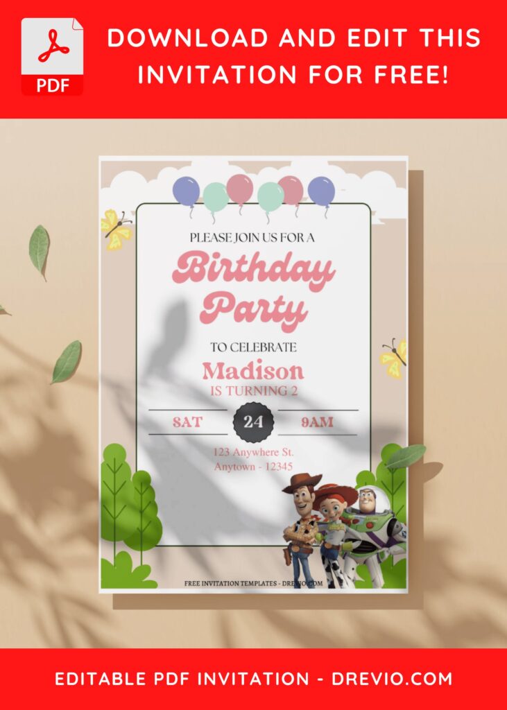 Invitation Template of (Free PDF Invitation) Gear Up Fun Toy Story Birthday Invitation 4