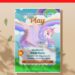 Rainbow Cloud Unicorn Birthday Invitation with rainbow span accross