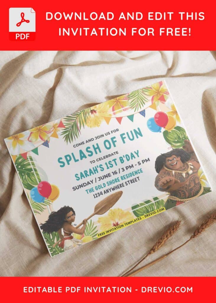 Moana Birthday Invitation