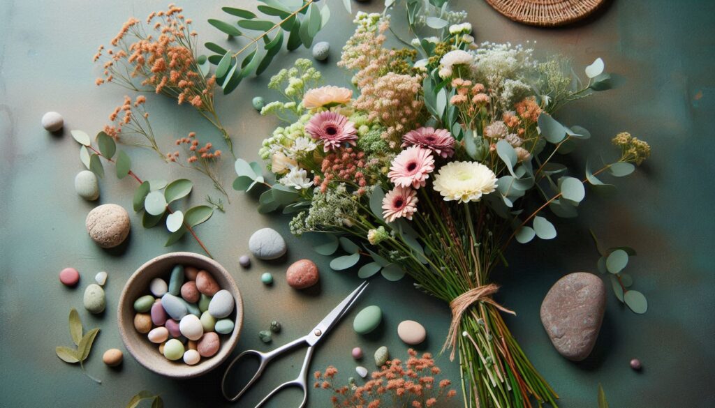 Flower bouquet made of Baby's breath, daisy and rose