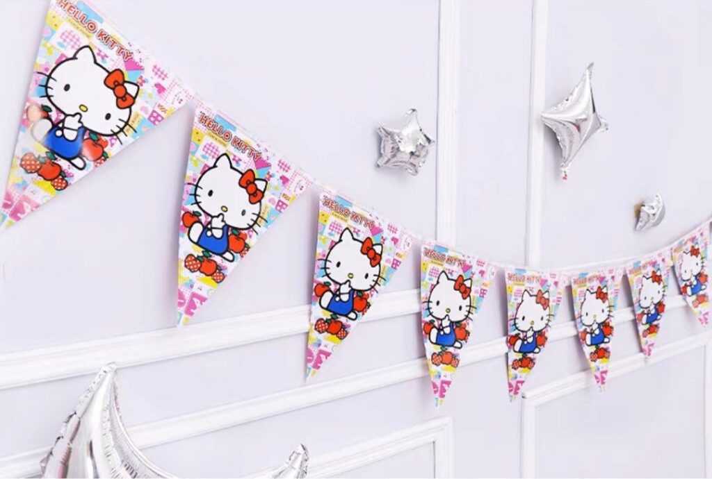 Adorable Pink Hello Kitty Bunting Flags