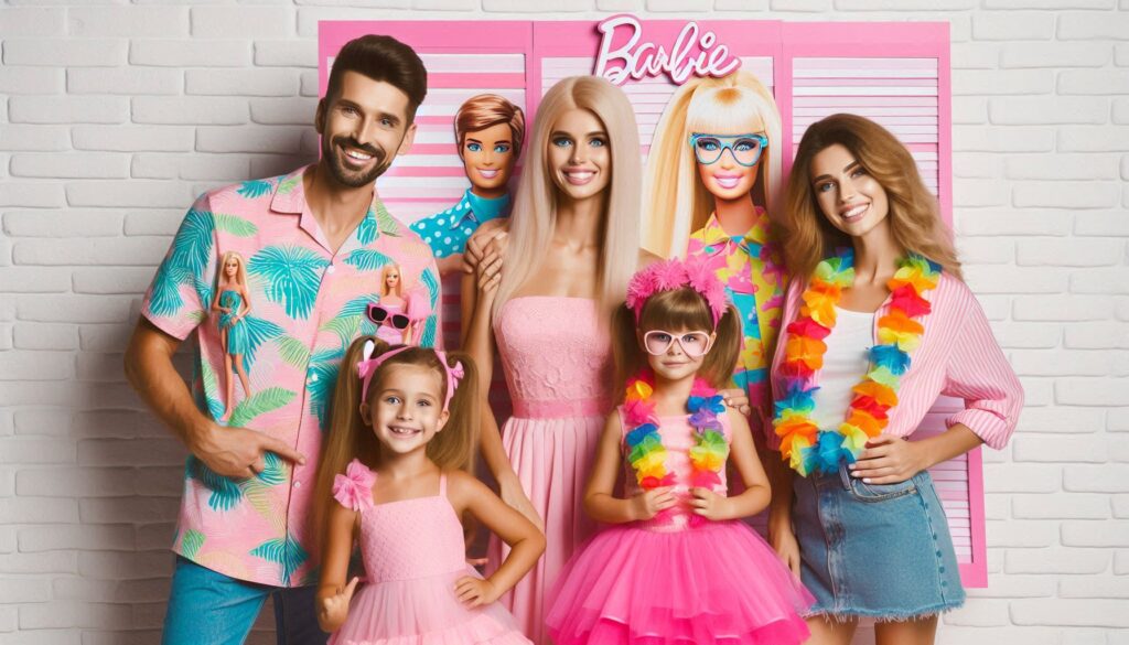 Happy Family Dressing in Barbie themed outfits