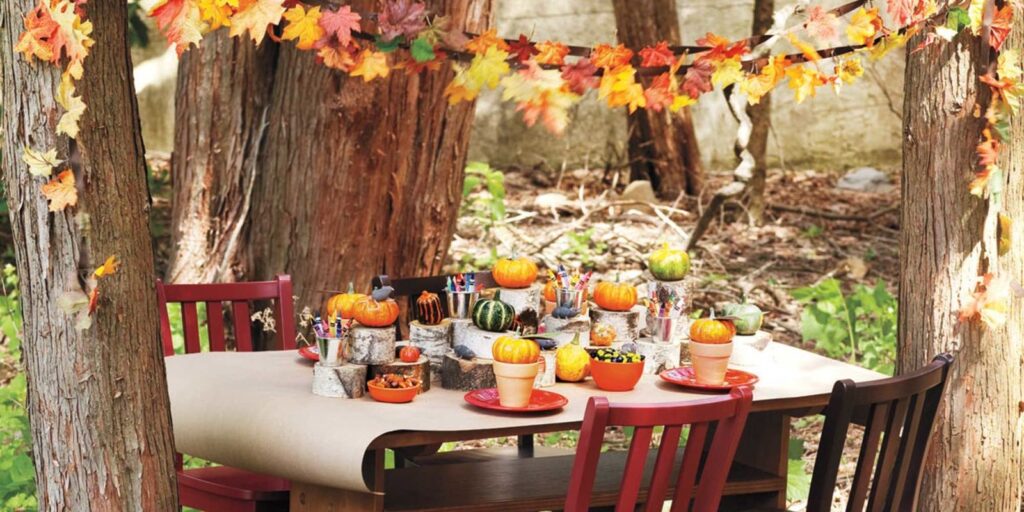 Outdoor Backyard Woodland Birthday Party Setup