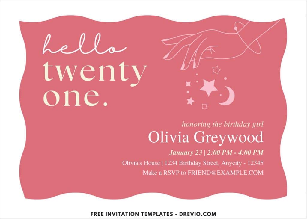 Aesthetic Celestial 21st Birthday Invitation with aesthetic Hand